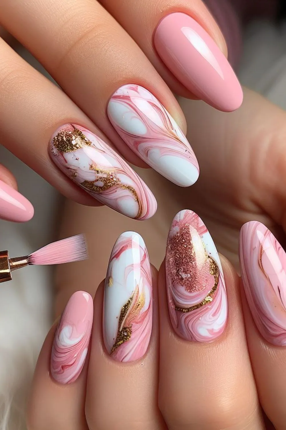 Elegant French Manicure with Gold Accents